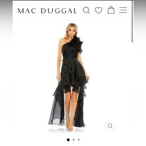 One shoulder black ruffle high-low Mac Duggal dress size 8